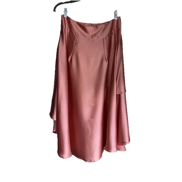 By Anthropologie Silky Satin Tiered Midi Skirt Pink/Rose women's size 10 NWT - Picture 3 of 7